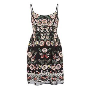 Needle & Thread Floral-Print Embellished Cocktail Mini Dress Size US 4 Black